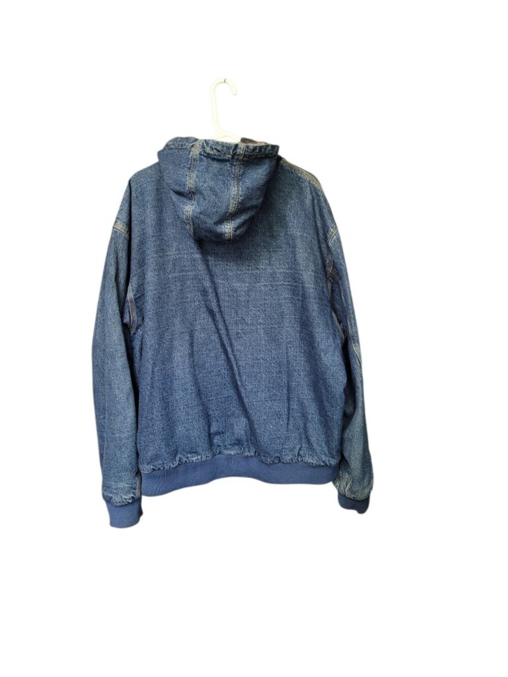 Vintage LEE Denim Workwear Jacket Sz XXL Full Zip Drawstring Hood Flannel Lined - Picture 2 of 16
